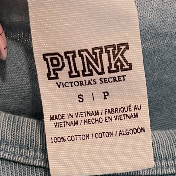 PINK Victoria’s Secret 3/4 Sleeve Blue Washed Light weight Shirt - Picture 6 of 6